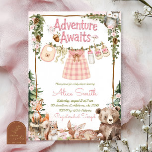Invitation Fête de Bébé Aventure en Attente Forêt Bois