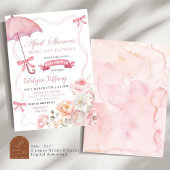 Invitation Fête de bébé avril florale rose tendre