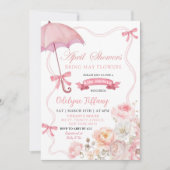 Invitation Fête de bébé avril florale rose tendre (Devant)