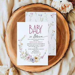 Invitation Fête de bébé Baby in Bloom Arche florale fantaisis