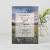 Invitation Fête de bébé Baby In Bloom Code QR Fleurie (Debout devant)