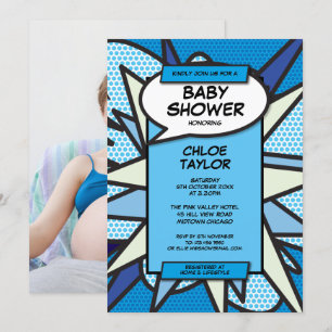 Invitation Fête de bébé Baby Shower Moderne Garçon Bébé Photo