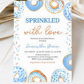 Invitation Fête de Bébé Baby Sprinkle Donuts Bleus