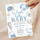 Invitation Fête de Bébé Baleine Garçon Océan Bleu