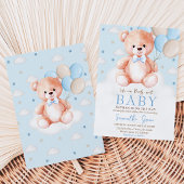 Invitation Fête de Bébé Ballon Ours Brun