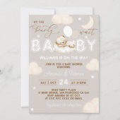 Invitation Fête de Bébé Ballons Neutres Ours (Devant)