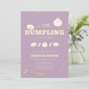 Invitation Fête de Bébé Bao Dumpling Mignon Moderne Violet