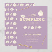 Invitation Fête de Bébé Bao Dumpling Mignon Moderne Violet (Devant / Derrière)