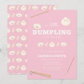 Invitation Fête de Bébé Bao Dumpling Rose Moderne Kawaii (Devant / Derrière)