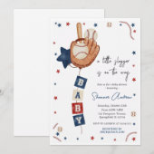 Invitation Fête de bébé baseball éditable Petit Rookie (Devant / Derrière)