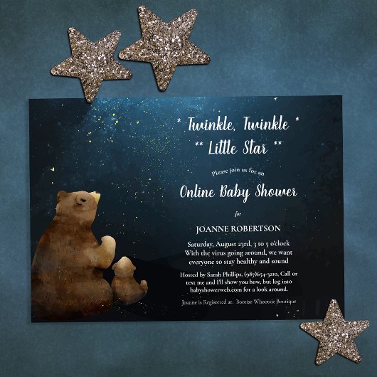 Invitation Fête de bébé 'Bears Twinkle Twinkle Little Star'