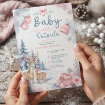 Fête de Bébé "Bébé Il Fait Froid Dehors" Cerf Bois