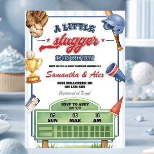 Invitation Fête de Bébé Bébé Joueur de Baseball en Route