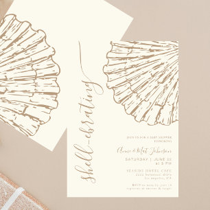 Invitation Fête de bébé beige coquillage côtier Shell-ebratin
