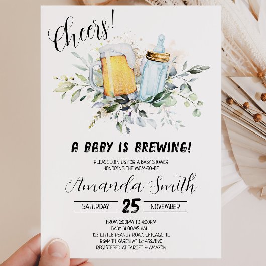 Invitation Fête de Bébé Bière et Biberon