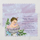 Invitation Fête de Bébé Bleu Violet et Sarcelle Bain Bébé (Devant / Derrière)