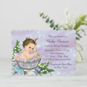 Invitation Fête de Bébé Bleu Violet et Sarcelle Bain Bébé (Debout devant)