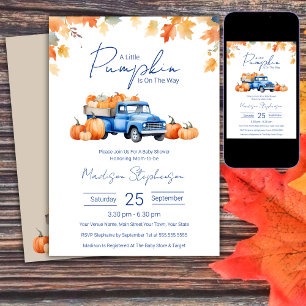 Invitation Fête de Bébé Blue Truck & Little Pumpkin on The Wa