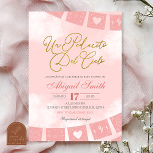 Invitation Fête de bébé Blush Rose Un Morceau de Ciel Espagno