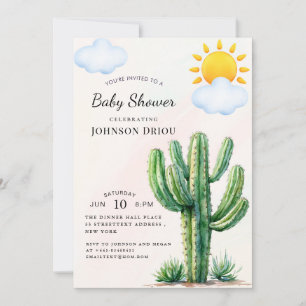 Invitation Fête de bébé Bohème Cactus