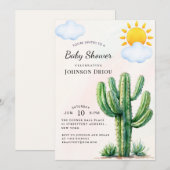 Invitation Fête de bébé Bohème Cactus (Devant / Derrière)