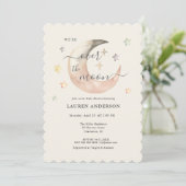 Invitation Fête de Bébé Bohème Céleste Au-Dessus de la Lune (Debout devant)