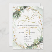 Invitation Fête de Bébé Bohème Feuillage d'Eucalyptus (Devant)