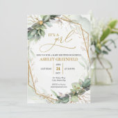 Invitation Fête de Bébé Bohème Feuillage d'Eucalyptus (Debout devant)