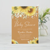Invitation Fête de bébé Bohème Fleur de Tournesol Paillettes (Debout devant)