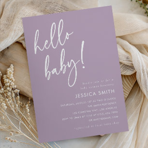 Invitation Fête de bébé Bohème minimaliste violet