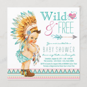 Invitation Fête de bébé Bohème pour filles