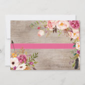 Invitation Fête de bébé Bohème Rose aquarelle et dentelle (Dos)