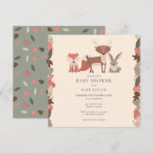 Invitation Fête de bébé Boho Animaux de la Forêt (Devant / Derrière)