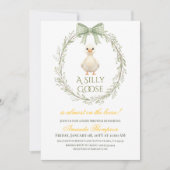 Invitation Fête de bébé Boho Daisy Sage Vert Silly Goose (Devant)