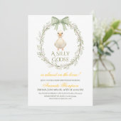 Invitation Fête de bébé Boho Daisy Sage Vert Silly Goose (Debout devant)