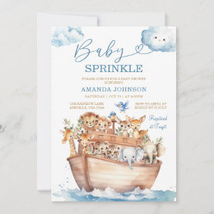 Invitation Fête de bébé Boho Mignon Arche de Noé Mixte