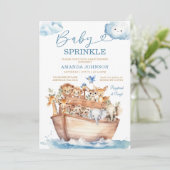 Invitation Fête de bébé Boho Mignon Arche de Noé Mixte (Debout devant)