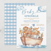 Invitation Fête de bébé Boho Mignon Arche de Noé Mixte (Devant / Derrière)