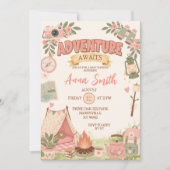 Invitation Fête de Bébé Boho Rose Aventure en Attente (Devant)