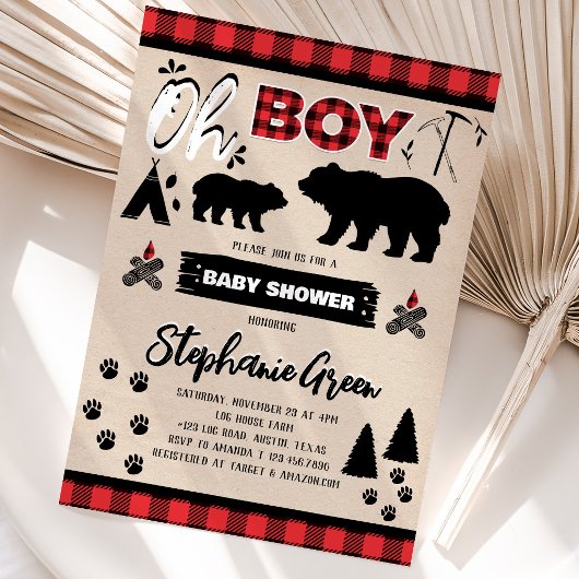 Invitation Fête de bébé bûcheron Oh Boy