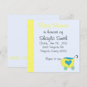 Invitation Fête de bébé Buggy Bébé Jaune (Devant / Derrière)