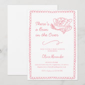 Invitation Fête de bébé Bun rose au four (Devant / Derrière)