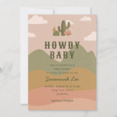 Invitation Fête de bébé Cactus du désert occidental Howdy (Devant)