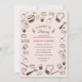 Invitation Fête de Bébé Café Dessinée à la Main et Dispersée (Devant)