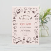 Invitation Fête de Bébé Café Dessinée à la Main et Dispersée (Debout devant)