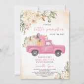 Invitation Fête de bébé camion de citrouille rose (Devant)