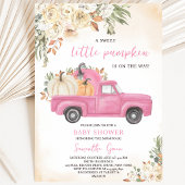 Invitation Fête de bébé camion de citrouille rose