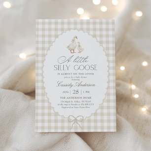 Invitation Fête de Bébé Canard en Vichy Neutre