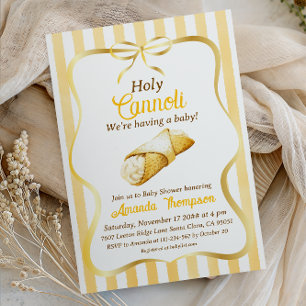 Invitation Fête de Bébé Cannoli Jaune Italien Ruban Doux