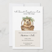 Invitation Fête de bébé capybara • Décor eucalyptus (Devant)